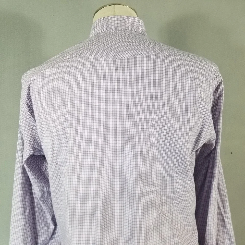 Banana Republic Shirt Mens M Purple Plaid Western Pearl Snap Retro Flex Stretch